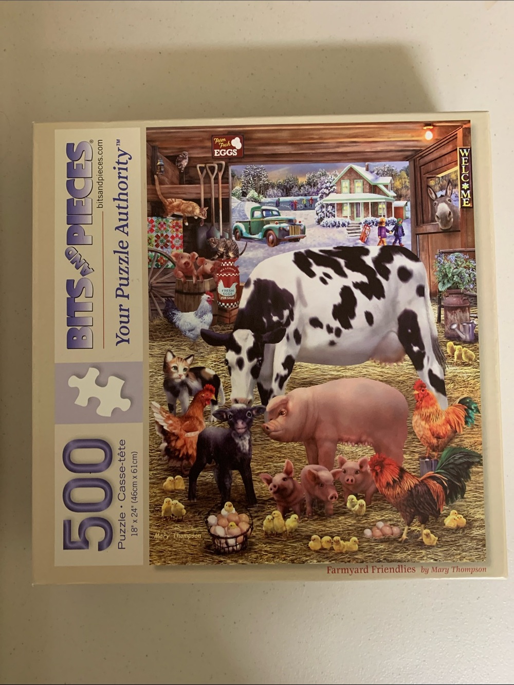 Bits and Pieces Farmyard Friendlies 500 Piece Jigsaw Puzzle-Cow,Chickens,Pigs